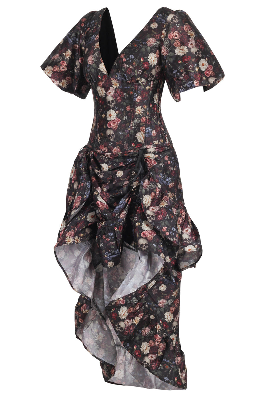 Dark Bloom Gothic High-Low Corset Dress