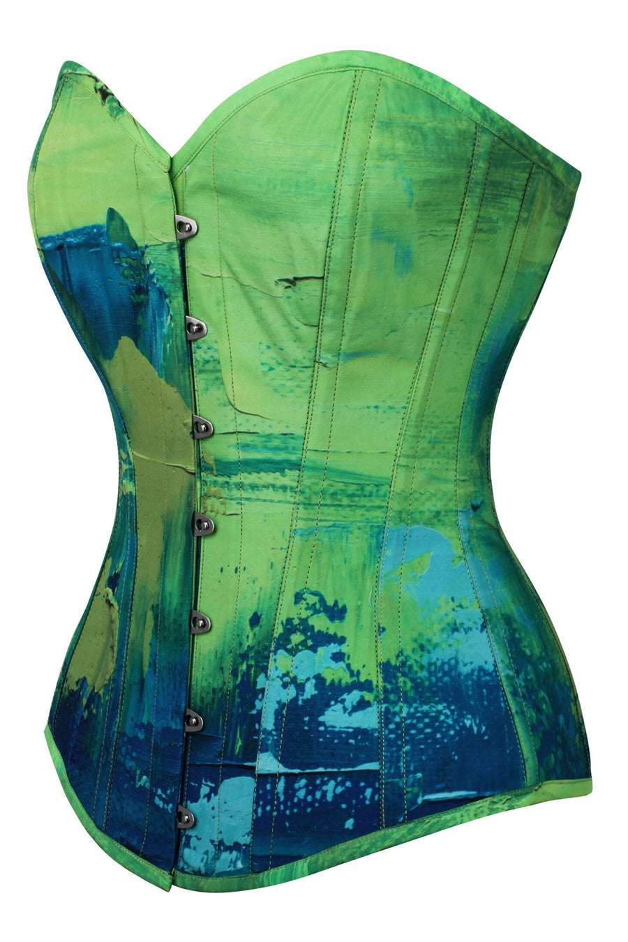 Corset Story MY-629 Green and Blue Colour Blot Longline Overbust Corset