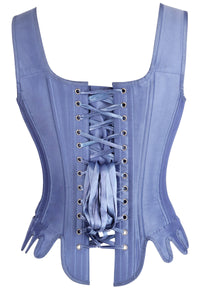 Blue Satin Historically Inspired Corset with Shoulder Straps