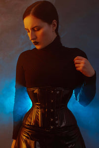 Black PVC Classic Underbust Waist Trainer With Hip Gores