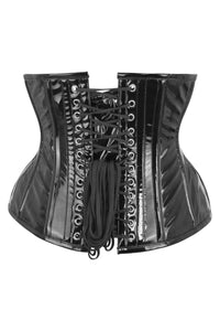 Black PVC Classic Underbust Waist Trainer With Hip Gores