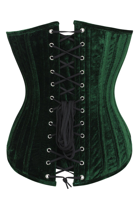 Dark Green Velvet Overbust Corset with Plunge Neckline