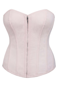 Corset Story SC-007 Dahlia Prairie Pink Cotton Overbust Corset With Zip Front