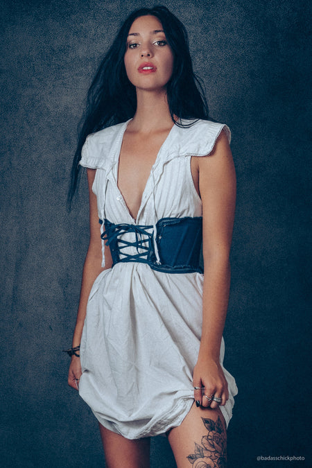 Denim Corset Inspired Front Tie Belt