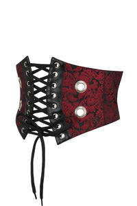 Maroon Brocade and PVC Corset Inspired Belt