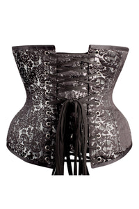 Long Elegant Silver Brocade Expert Waist Training Underbust Corset