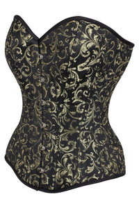 Gold Brocade Expert Waist Training Overbust Corset