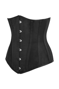 Corset Story BC-003 Black Satin Longline Underbust Corset with Black Mesh Panels