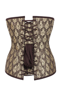 Corset Story BC-032 Longline Brown and Gold Brocade Underbust Corset