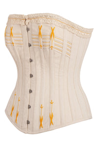 Beige Overbust Corset with Gold Flossing