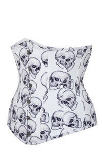 Corset Story CSFT170 White And Grey Skull Gothic Longline Underbust Corset