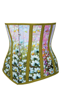 Corset Story EXS015 Olive Green Daisy Print Underbust Corset