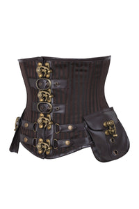 Brown Striped Steampunk captain Underbust with Pouches