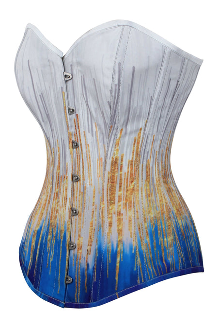 Corset Story MY-619 Blue and Gold Longline Overbust Corset