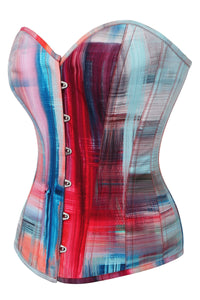 Corset Story MY-622 Abstract Red and Blue Brushstroke Overbust Corset