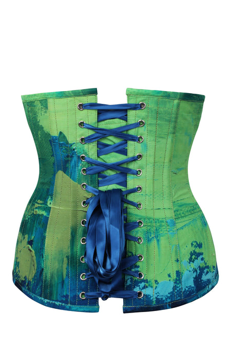 Corset Story MY-628 Green and Blue Colour Blot Longline Underbust Corset