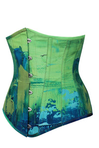 Corset Story MY-628 Green and Blue Colour Blot Longline Underbust Corset