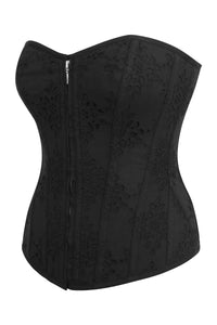 Corset Story SC-004 Dahlia Black Broderie Anglaise Cotton Overbust Corset with Zip Front