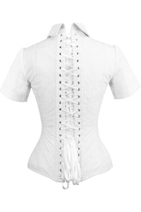 Corset Story SST005 Short Sleeved White Cotton Corset Shirt