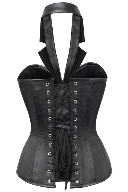 Corset Story WTS225 PVC Steampunk Halterneck Corset with Tuxedo Lapel