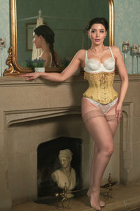 Corset Story WTS703 Gold Satin Bridal Corset with Super Fine Mesh Panels