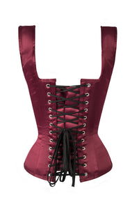 Corset Story WTVIC014 Burgundy V Neck Waist Taming Overbust With Straps